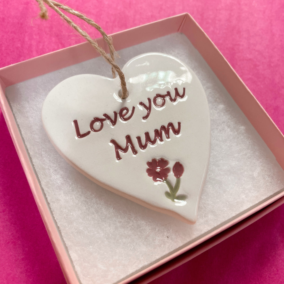 HANDMADE CERAMIC ‘LOVE YOU MUM’ HEART – Thebaytreechippenham